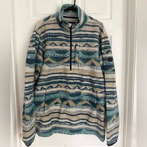 Billabong A/Div Blue and Cream Striped 1/4 Zip Fleece